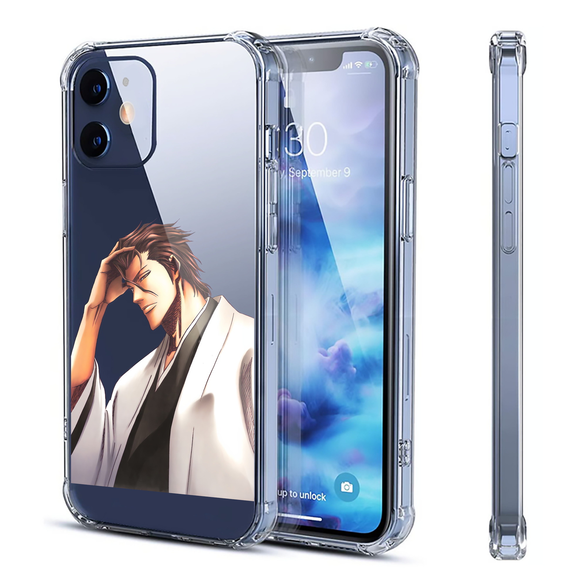 （画像用） ブリーチ 藍染 惣右介（あいぜん そうすけ） BLEACH Aizen Sousuke 【iPhone 12シリーズ対応】透明スマホケース（クリアソフトケース）